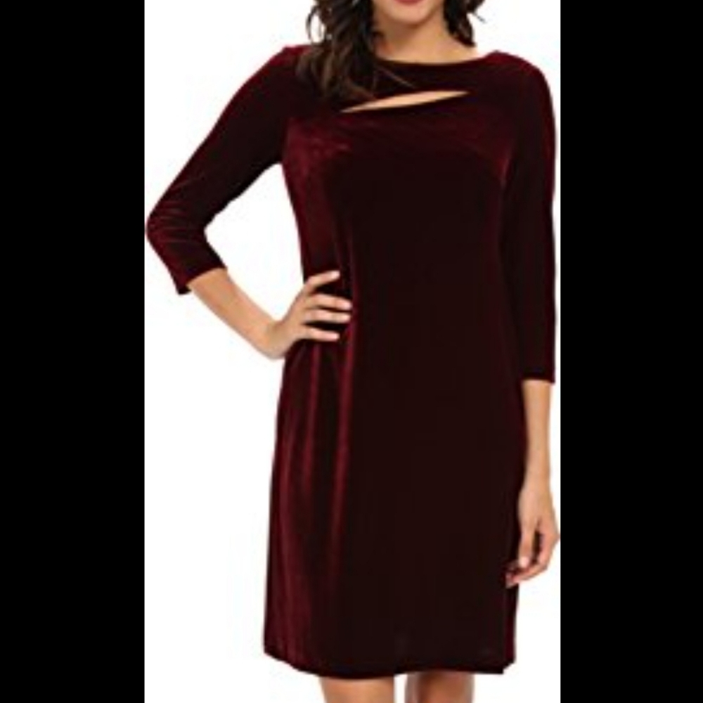 Donna Morgan Women's 3/4 Sleeve Velvet Shift Dress. Excellent condition - Picture 3 of 3